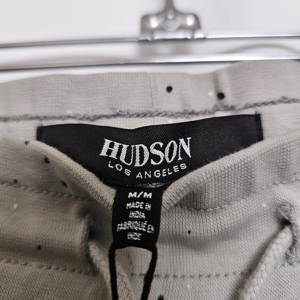 NWT Hudson Los Angeles Mens Moto Paint Splatter Confetti Gray Size M Joggers